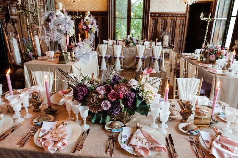 luxury table setting in a French chateau
