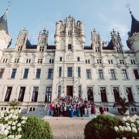 Destination weddings guests at a French Castle
