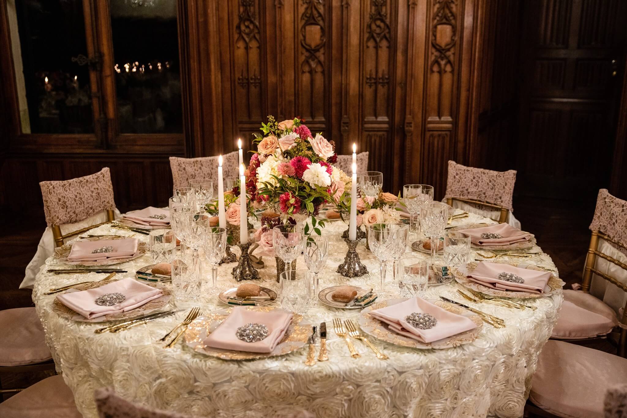 wedding reception decor at chateau challain