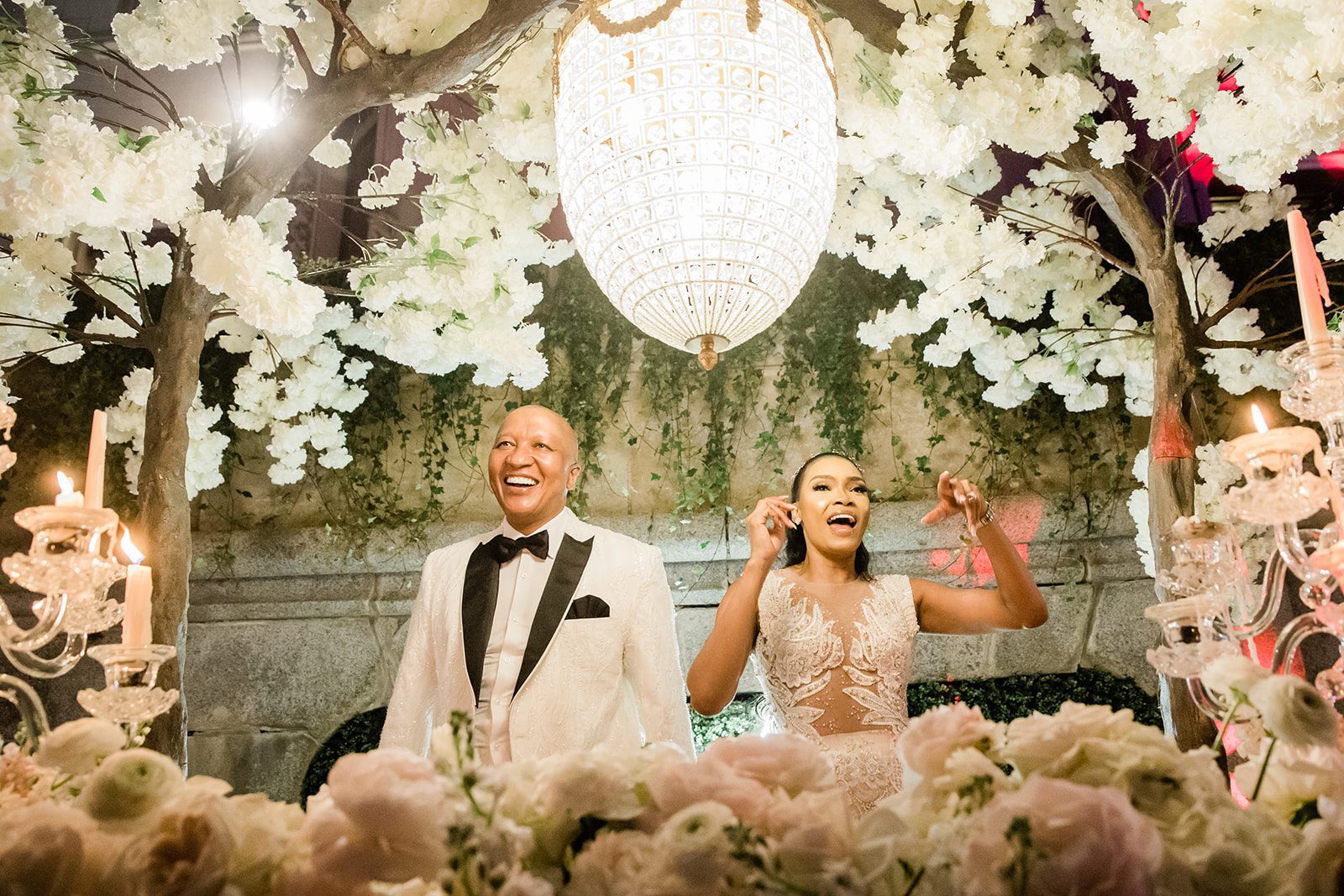 the lovely couple at a french castle destination wedding