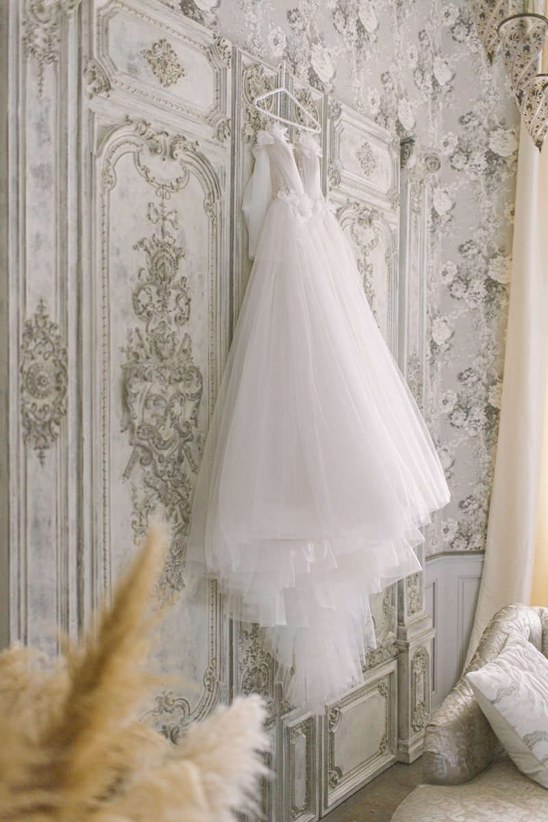 wedding dress at a European elopement