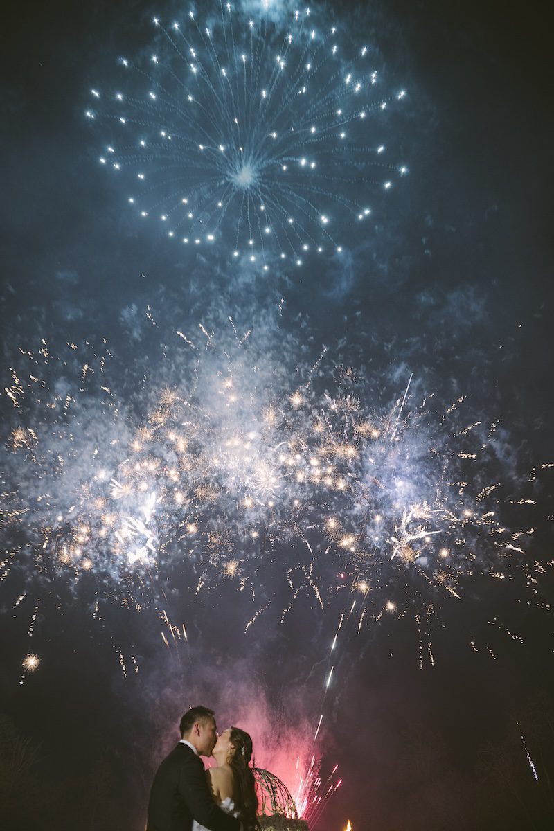 fairytale firework celebration at an elopement
