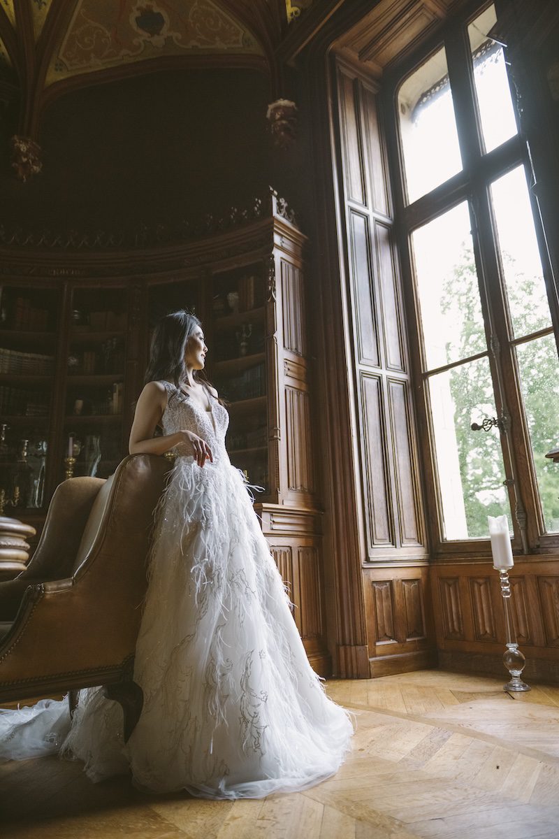 fairytale elopement bride in a french chateau