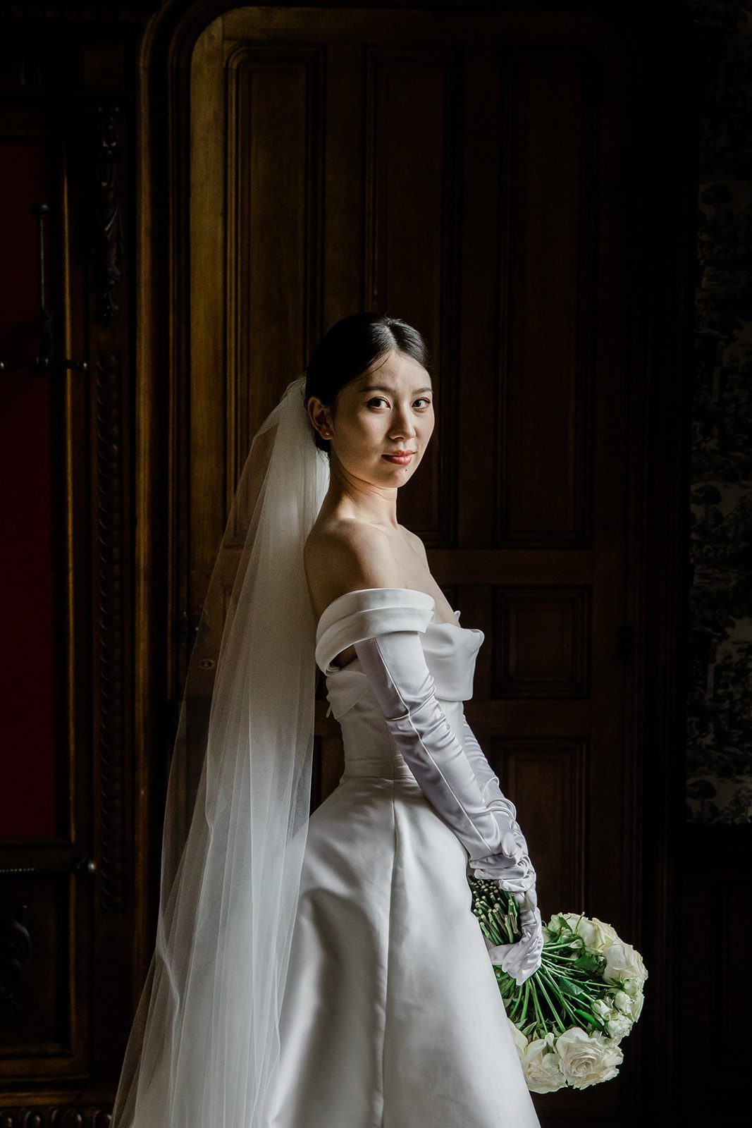 elegant bride at a french castle wedding venue