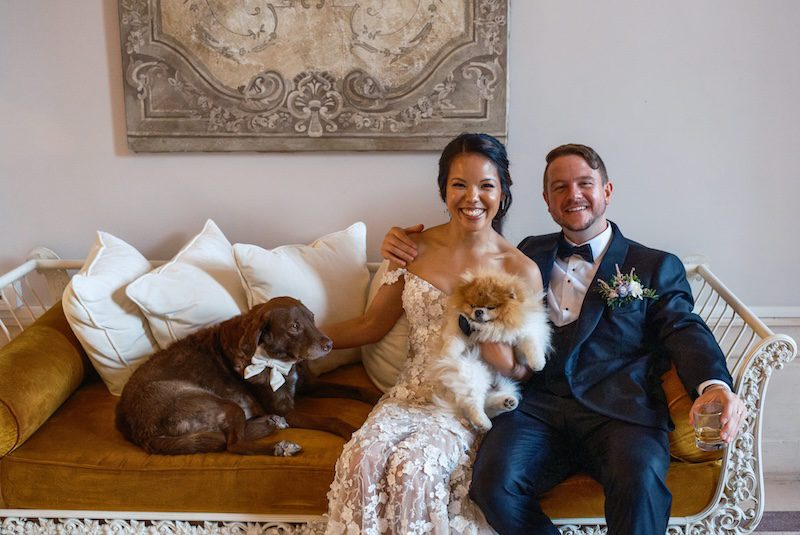 happy couple at their castle wedding