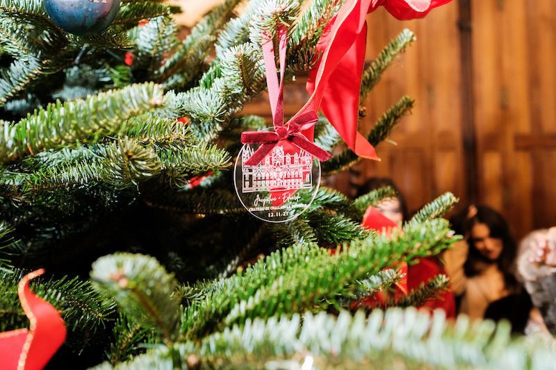 Holiday wedding decorations at Château Challain, Loire Valley