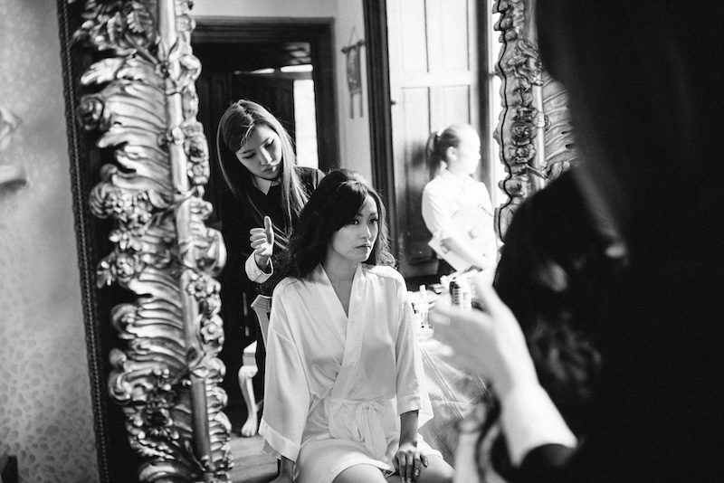 hair and make at a castle wedding elopement