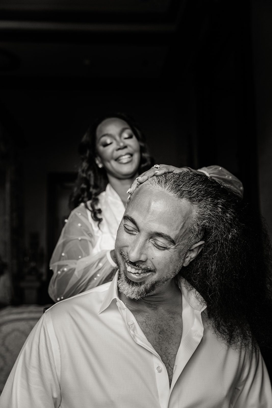 happy couple at their castle elopement