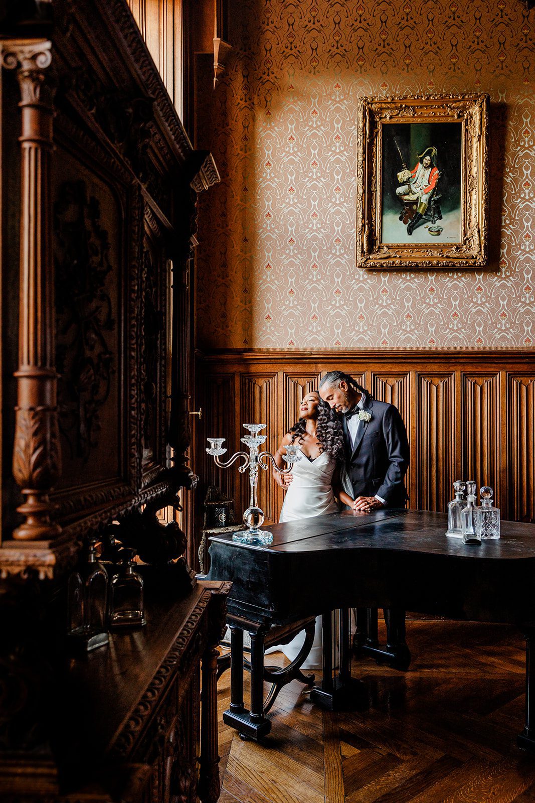 castle elopement couple at chateau challain